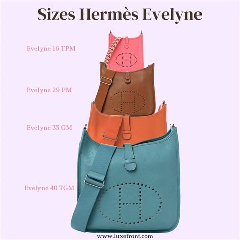 hermes evelyne sizes|hermes bag size chart.